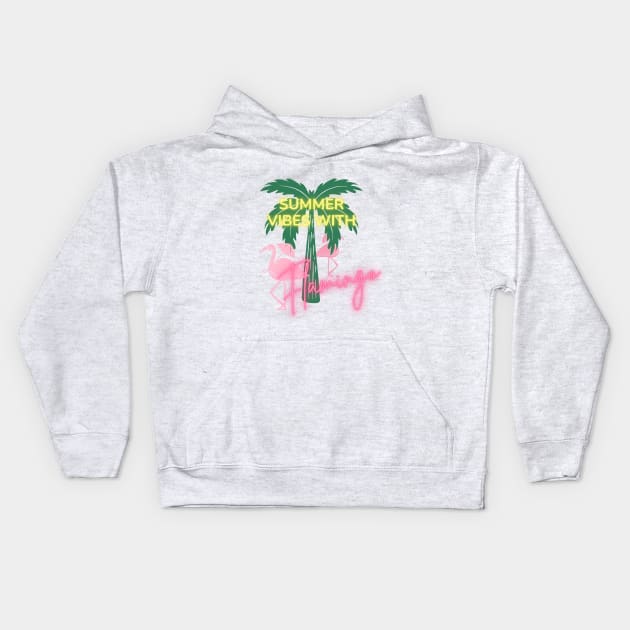 Summer with Flamingo Kids Hoodie by Pupky